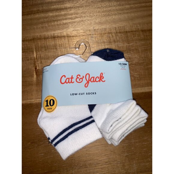 Cat & Jack Baby Socks 10 Pairs Low-Cut White Multicolor Size 12-24M - Picture 1 of 7